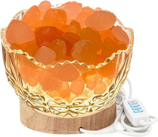 Crystal Glass Himalayan Salt Lamp with 3 Distinct Lighting Modes 10 Levels