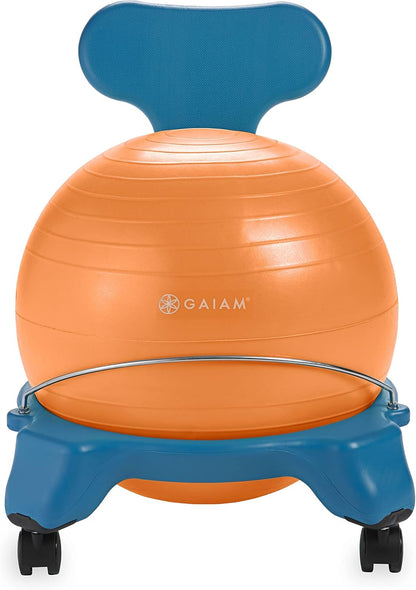Gaiam Classic Balance Ball Chair – Ergonomic Stability Chair for Desk & Office | Yoga Ball Seat with Base, Air Pump, & Exercise Guide | Improves Posture & Core Strength (300 lb Capacity)