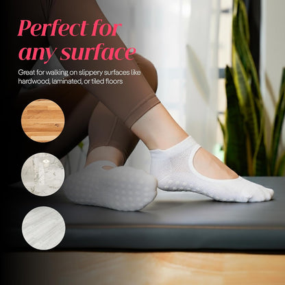 COOLMATE Pilates Socks with Grips for Women, Yoga Socks, Crew Non Slip Women for Barre, Pilates Gifts for Women - Colors B