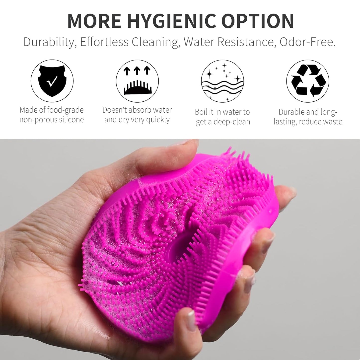 Silicone Body Scrubber 2 Pack, BEAUTAIL Shower Bath Scrubber, More Hygienic Than Traditional Loofah, Lather Nicely, Gentle Exfoliating Brush for Women Men Baby Sensitive Skin, Black+Purple
