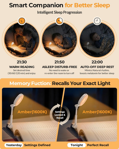18 LED Rechargeable Clip On Book Light for Reading in Bed