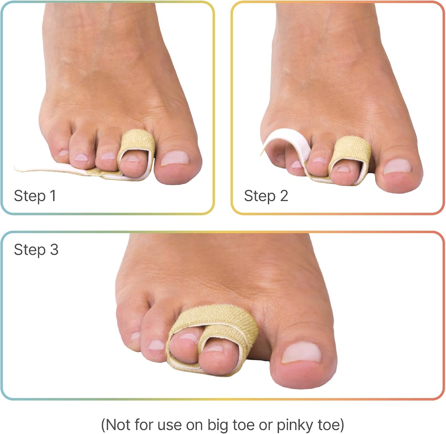 ZenToes Hammer Toe Corrector for Women & Men - Reusable Fabric Buddy Wraps for Broken Toes - Cushioned Toe Splint for Protection & Recovery & Hammertoe Straightener - 4 Count (OSFM, Beige)