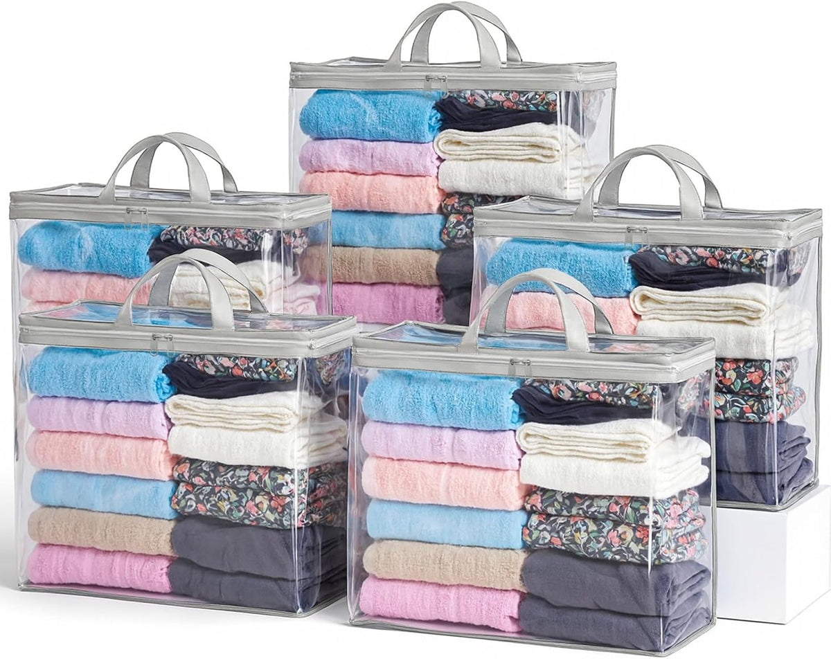 Hopack Under Bed Storage Bags Organizer, 22L Clear Storage Bags, Bags Organizer Clear Zipper Containers Bedroom, Storage Bag for Sweater, Clothes, Shoe Toy, Blanket, Sheet (Black)