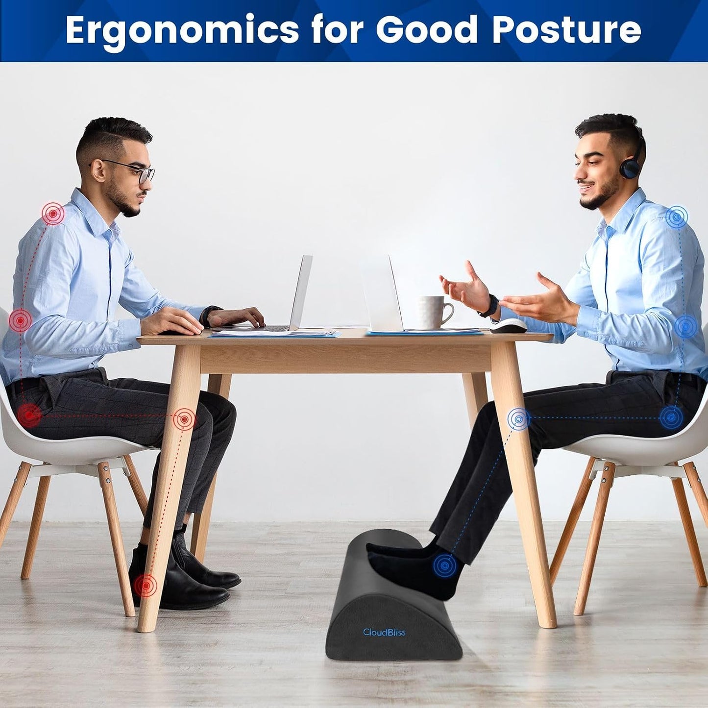 Foot Rest for Under Desk at Work,Office Desk Accessories with Soft Foam and Washable Removable Cover, Foot Stool for Office, Car, Home to Foot Support and Relax Ankles, Black