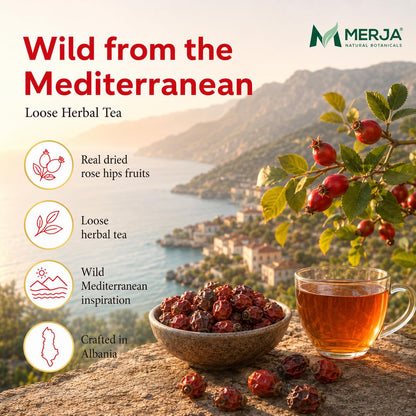 Merja Herbs Rose Hips Tea - Immune System Support & Antioxidants - Natural Caffeine Free - Loose Tea - 100% Natural & Premium Quality 180gr (Pack of 1)