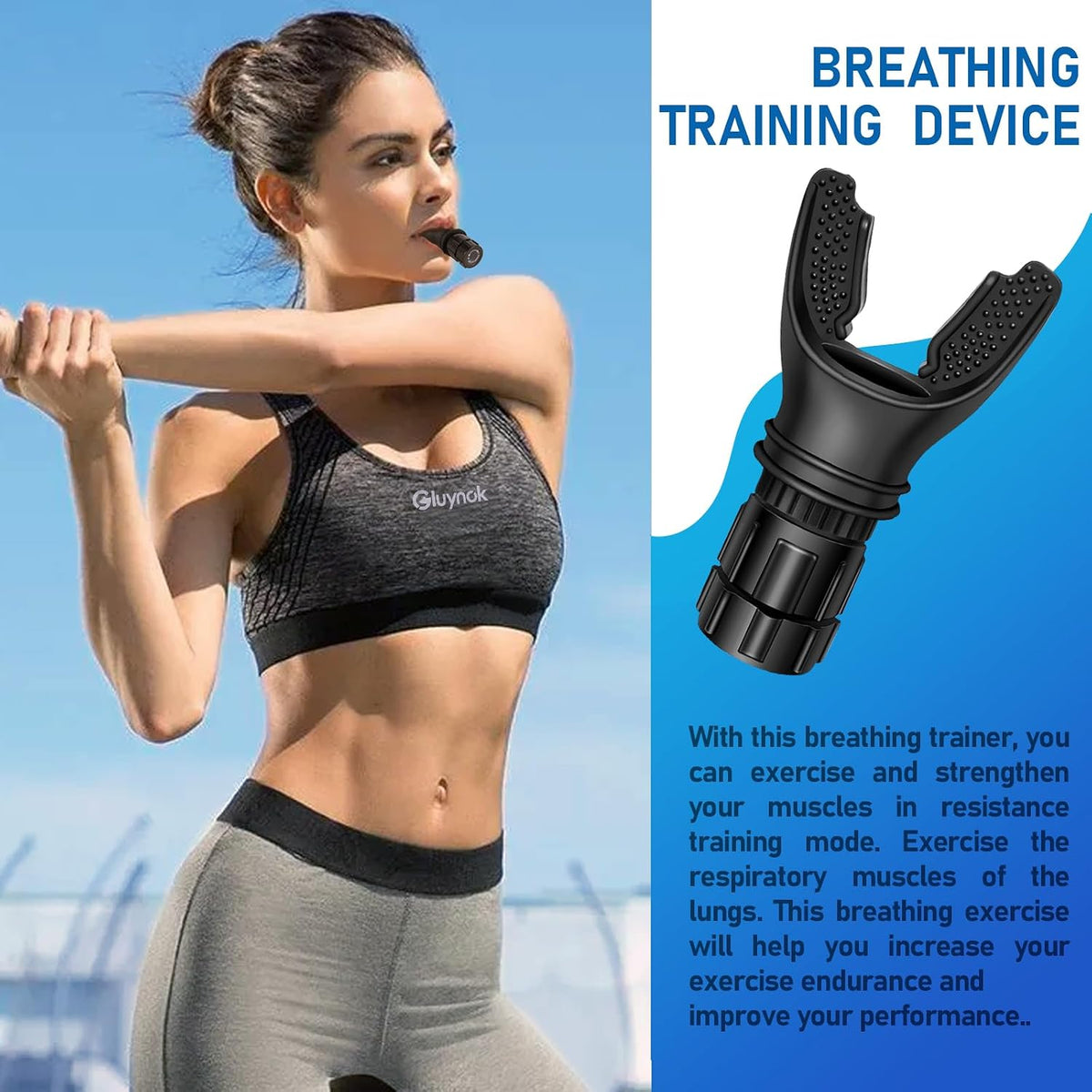 Portable Respiratory Trainer-Exercise Device. Respiratory Muscle Training |Improve Breathing Capacity | Easy to Clean| Adjustable Resistance, Adjustable to Different Fitness Needs