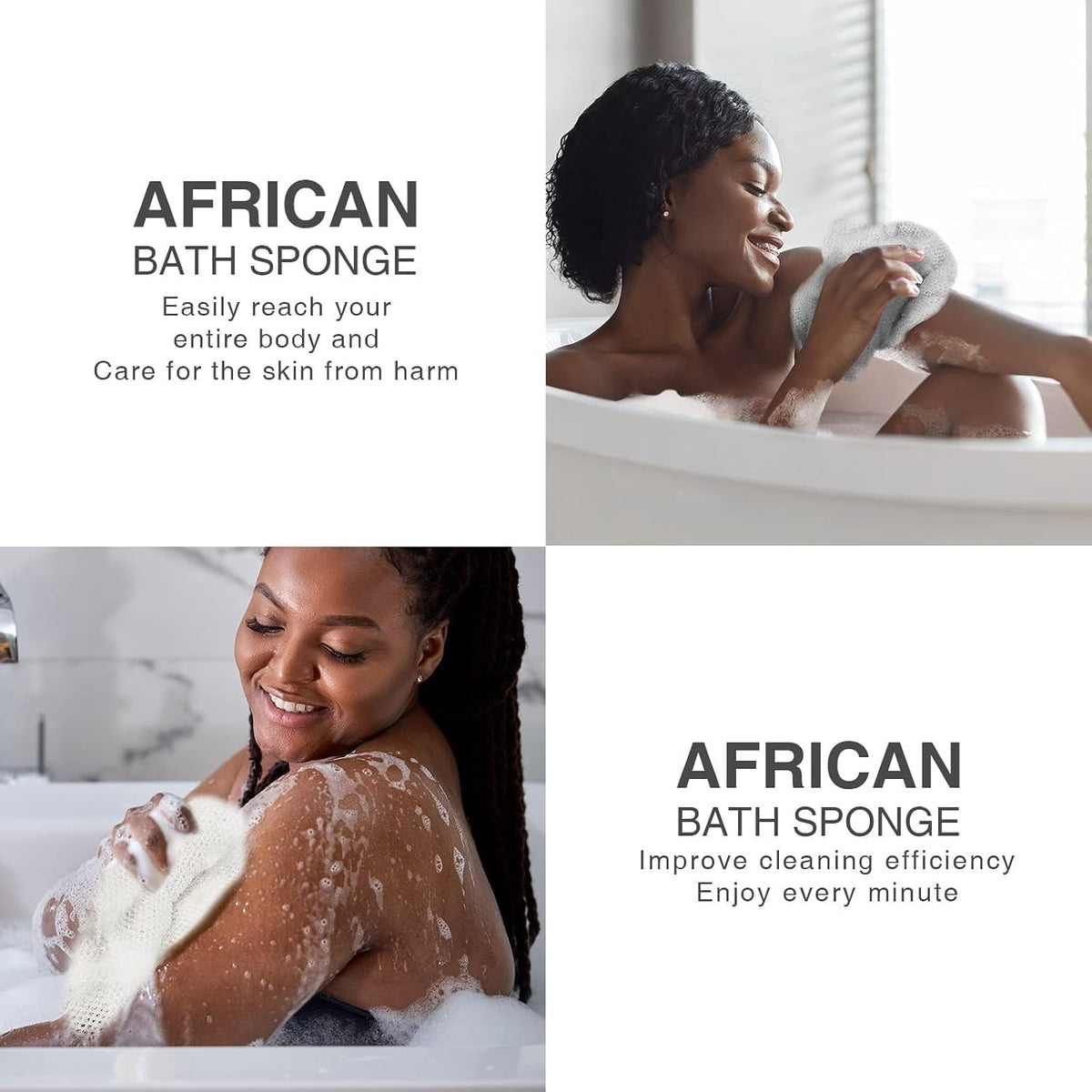 UJFQBH 3 Pack African Net Sponge, African Exfoliating Net Bath Sponge Long Net Bath Sponge Exfoliating Shower Body Scrubber Back Scrubber Skin Smoother,Great for Daily Use (Pink,Yellow,Purple) - Colors B