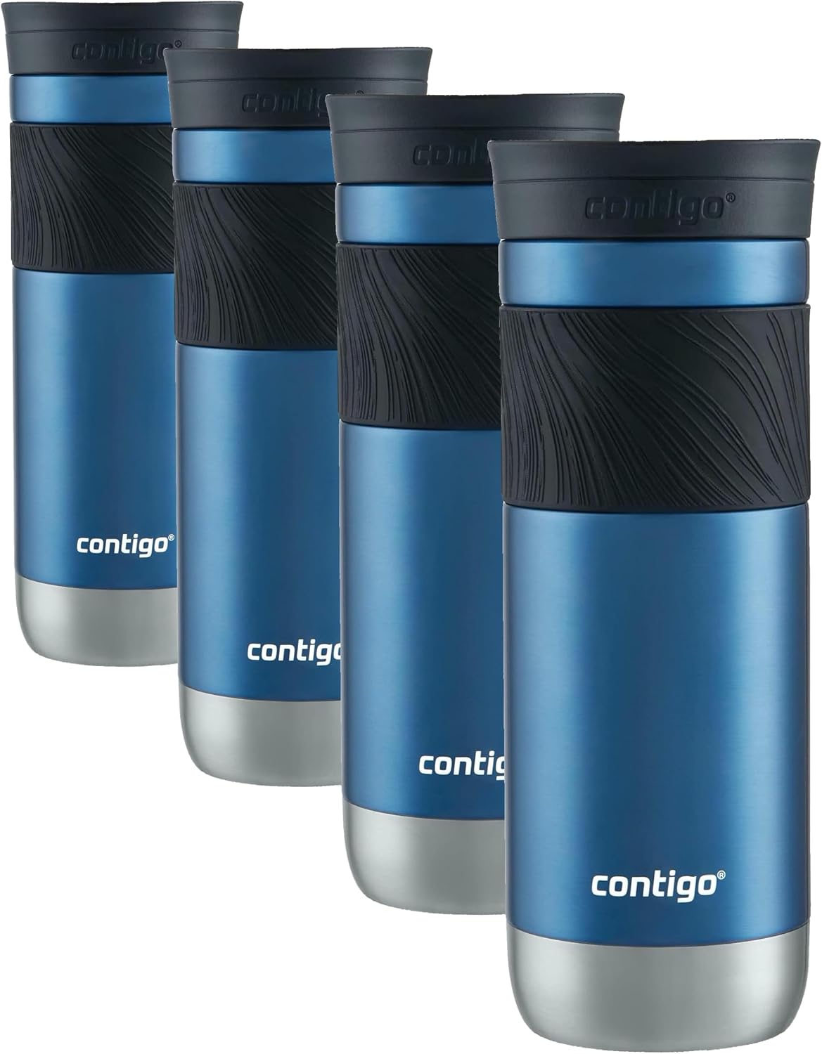 Contigo SNAPSEAL Insulated Stainless Steel Travel Mug with Grip 20oz. Blue Corn Transparent Satin & Midnight Berry