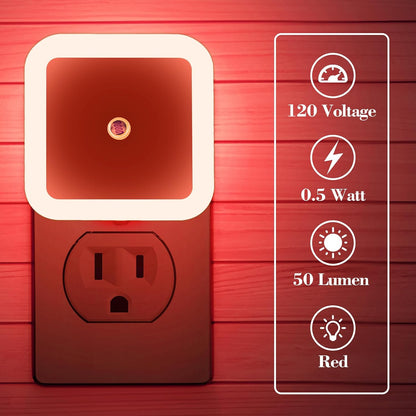 KINUR 6 Pack Night Light, LED Night Lights Plug into Wall with Dusk to Dawn sensors, Plug in Night Lights for Kids Room, Bedroom, Bathroom, Baby Nursery,Stair Lights, Hallway Light, Amber Color
