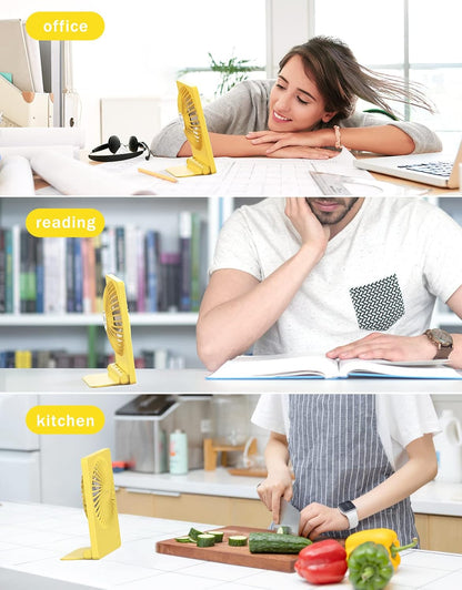Zuvas Desk Fan Battery Operated Fan Rechargeable 180°Tilt Folding Personal Fan Ultra Quiet Small Portable 3 Speed Adjustable Strong Wind Fan For Office Bedroom Home Desktop Camping (White)