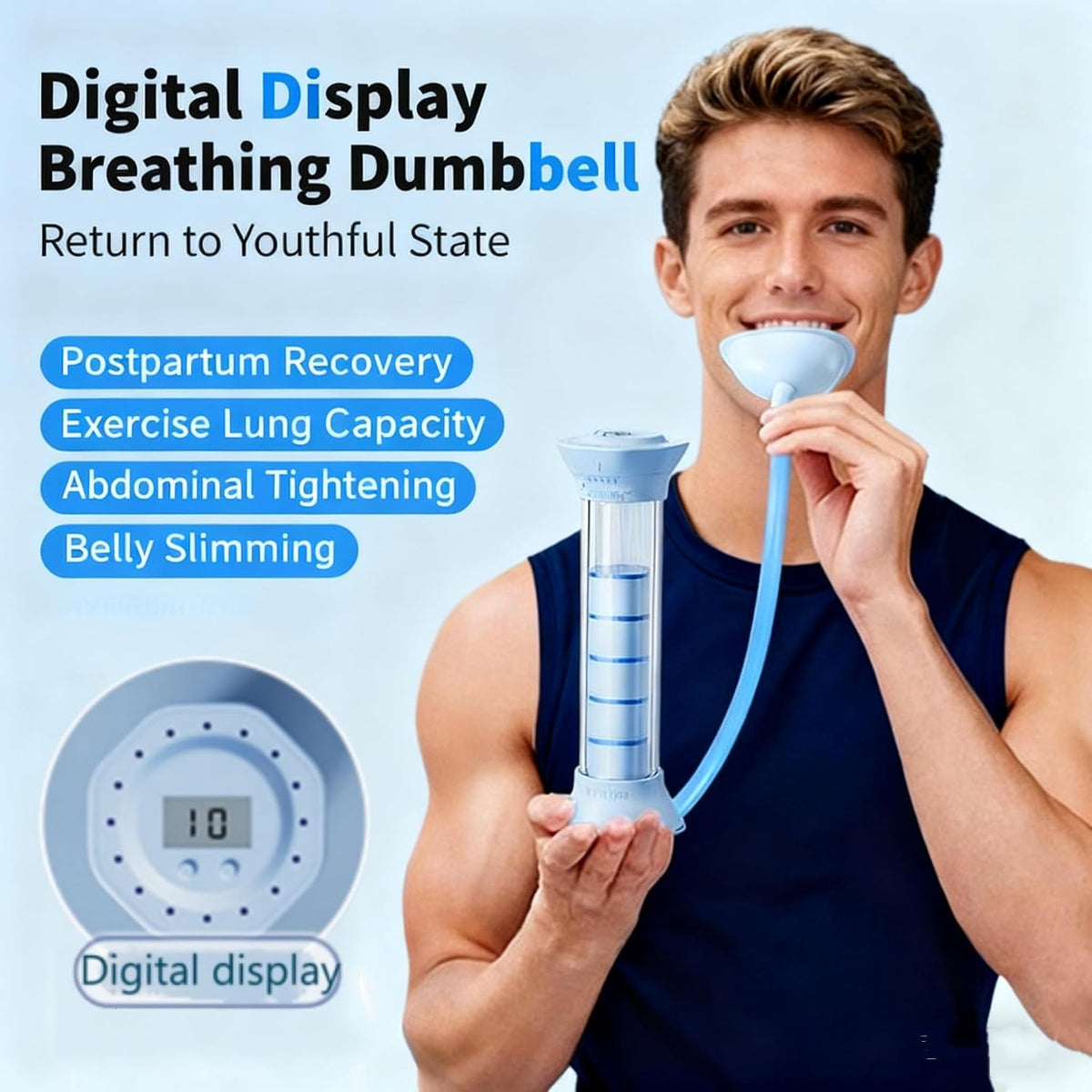 Digital Breathing Dumbbells Raining Device with Adjustable air holes(Pink)