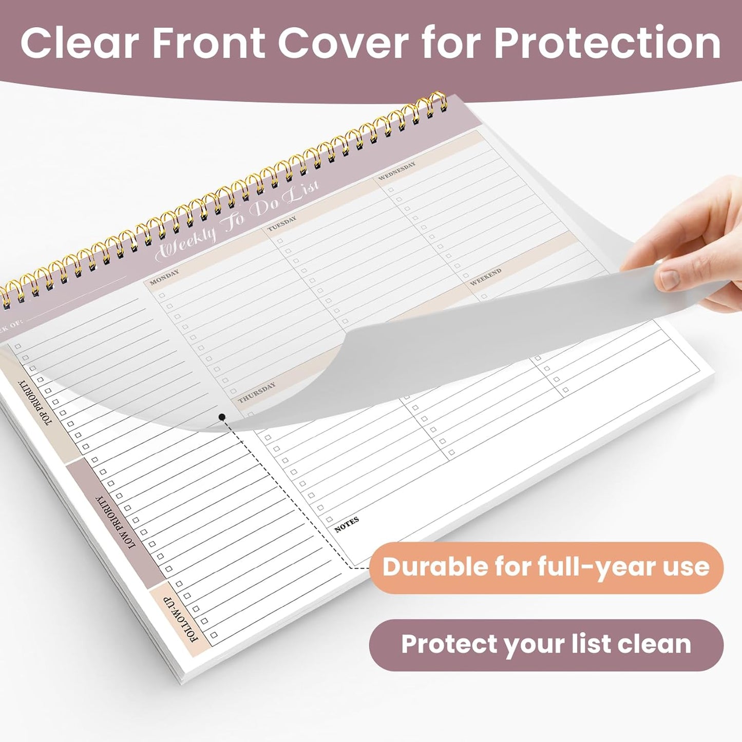 Weekly To Do List Notepad with 52 Undated Sheets（8.5"×11"）- Undated Weekly Planner Notepad for Office Desk Accessories and Supplies - Sunshine Petal