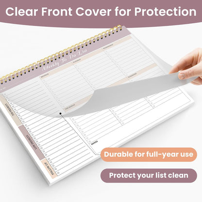 Weekly To Do List Notepad with 52 Undated Sheets（8.5"×11"）- Undated Weekly Planner Notepad for Office Desk Accessories and Supplies - Sunshine Petal