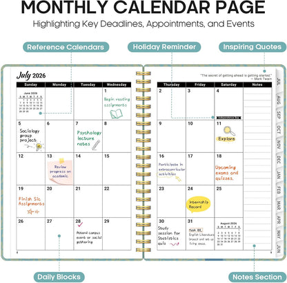 Taja Planner 2026-2027, Jul 2026-Jun 2027 Monthly & Weekly Calendar Book - Colors B