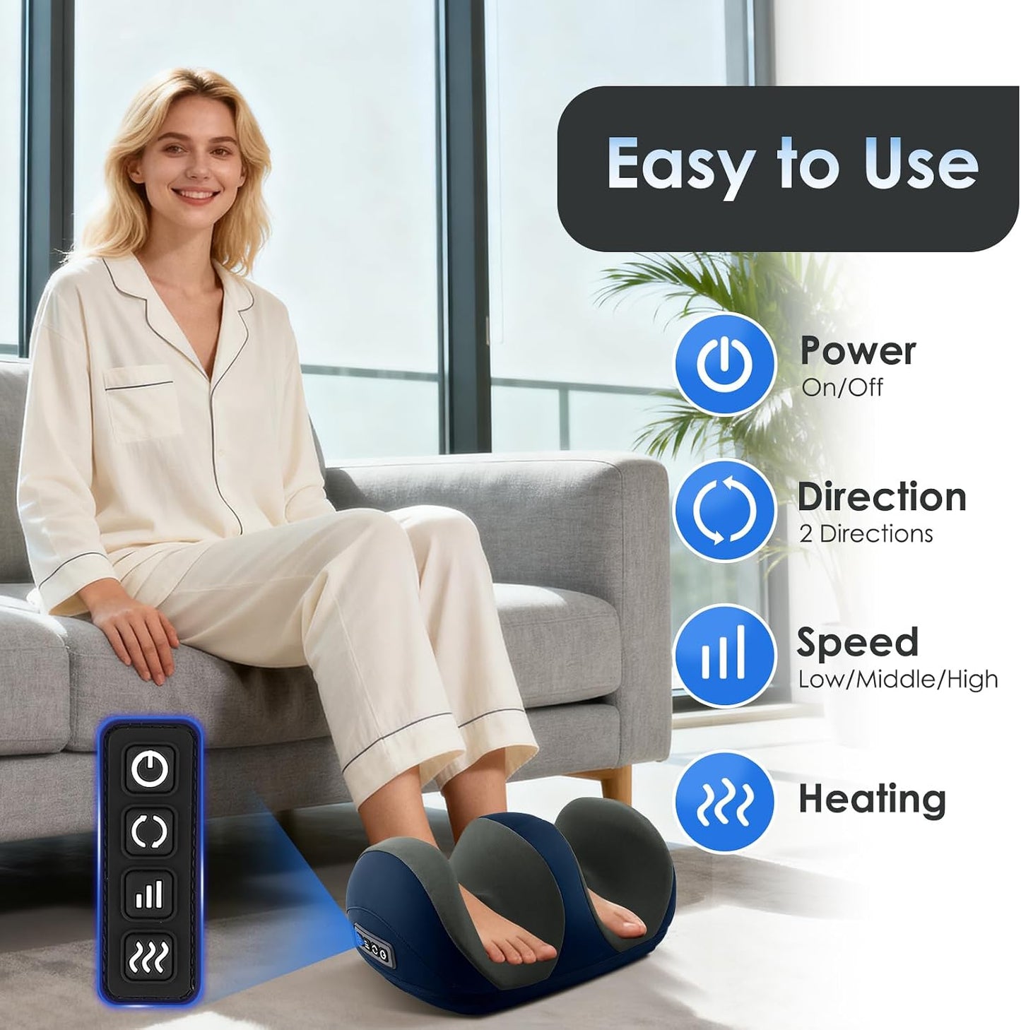 Foot Massager with Heat, Shiatsu Kneading Foot and Calf Electric Massager Machine with Roller, Massage Feet/Arm/Calf/Ankle for Relax, Plantar Fasciitis, Pain Relief, Gifts for Women & Men, Black