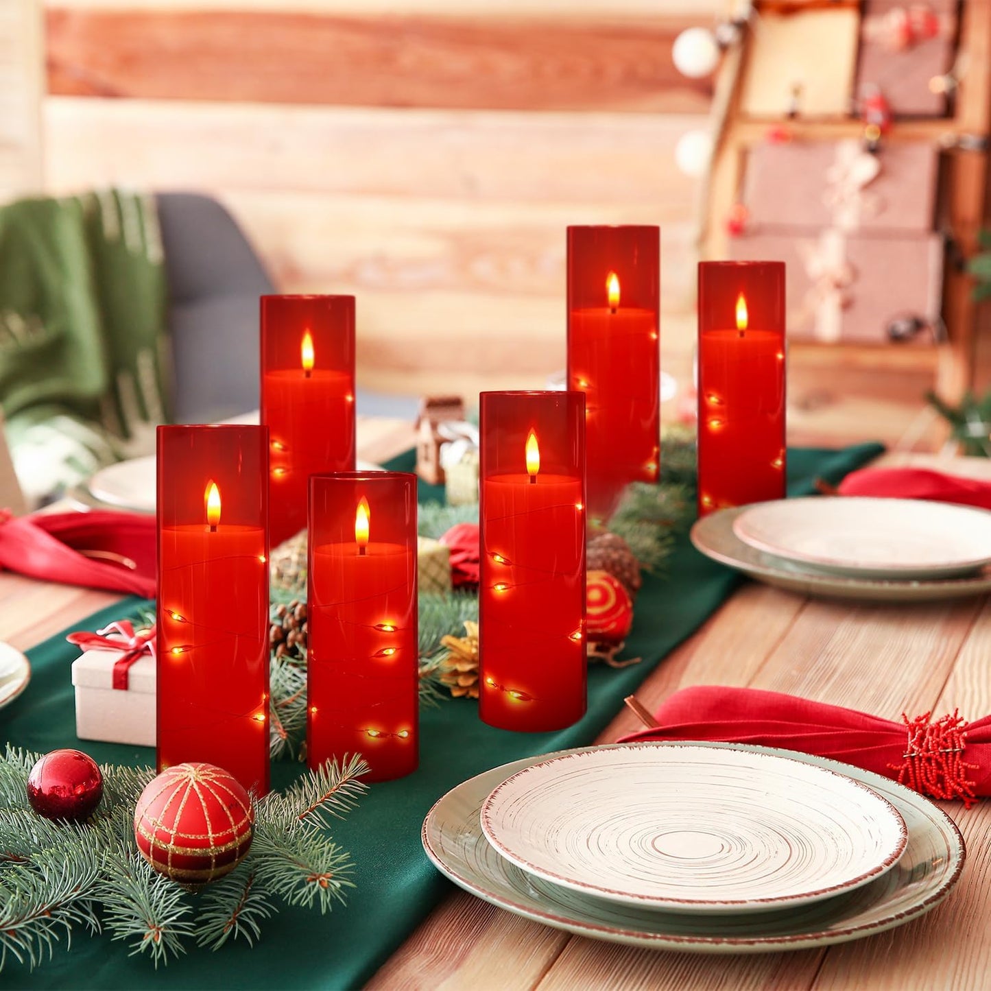24 Pcs LED Flameless Candles with Remote, 3D Flickering Flame & LED String Lights, Acrylic Clear Cylinder, Timer Function, Romantic Ambience for Home Decor, Party, Wedding (Ivory).