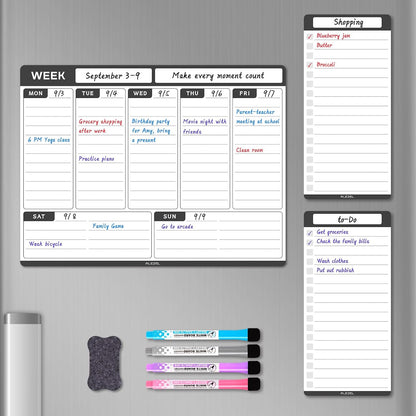 ALEZEL Magnetic Weekly Calendar Whiteboard for Fridge
