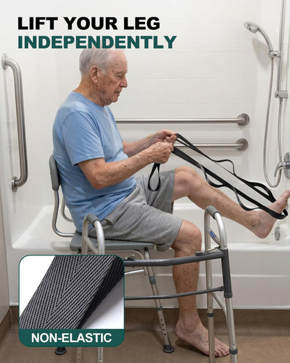 Trideer Non-Elastic Stretching Strap with Loops for Physical Therapy & Rehab, Knee Hip Leg ROM Post-Surgery, Yoga Strap for Stretching, Leg Lifter Strap Mobility Aid, Hamstring Calf Back