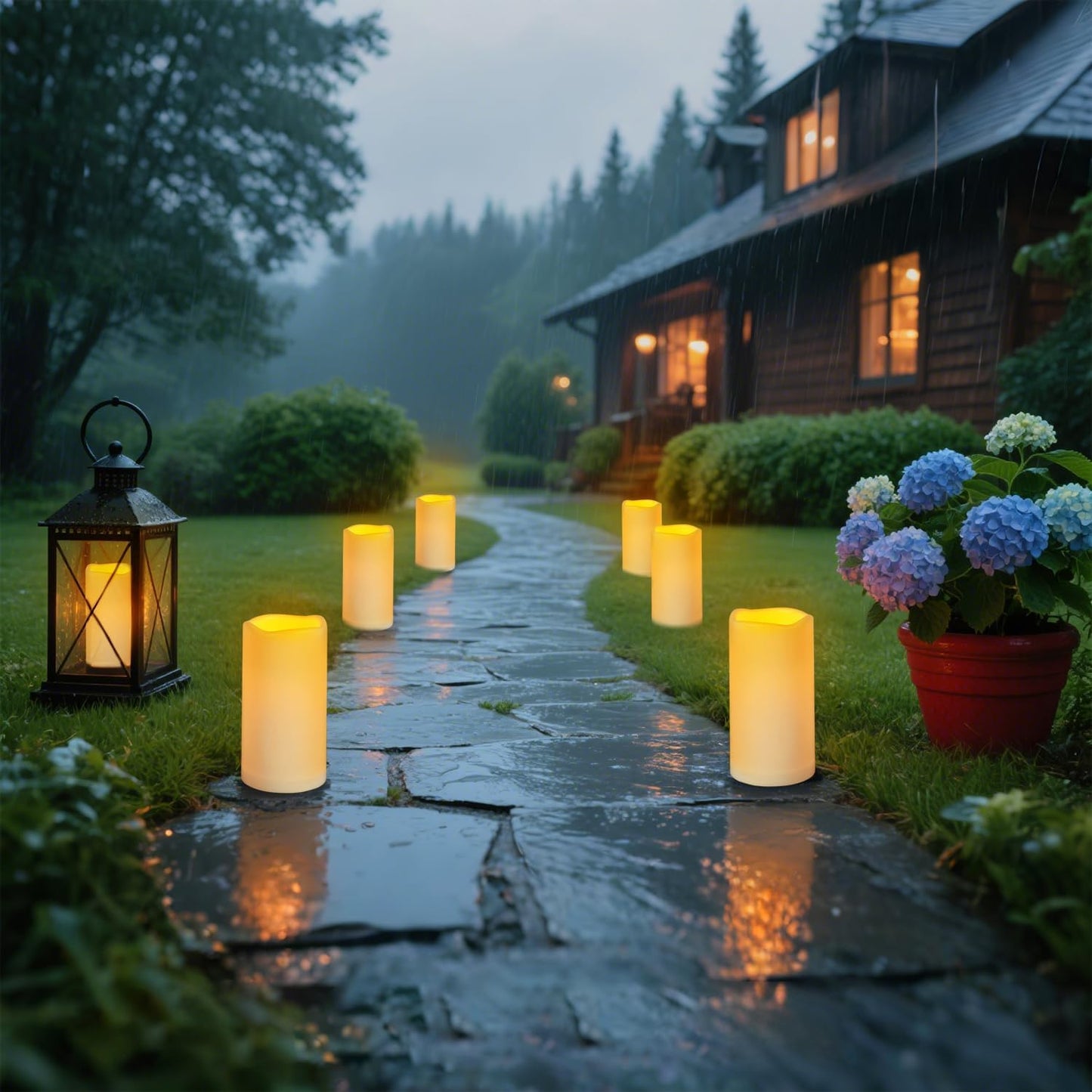 Flameless Candles 4" 5" 6" Outdoor Indoor Pillars Battery Operated Flickering Candles Include 10-Key Remote Timer 400+ Hours by 2 AA Batteries (Ivory Candle - Warm light, 3"D x 4"|5"|6" H - 3 Pack)