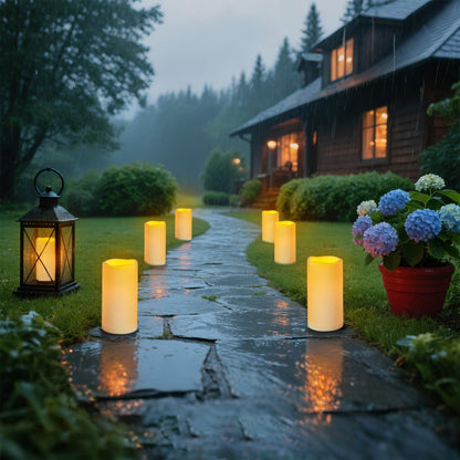 Flameless Candles 4" 5" 6" Outdoor Indoor Pillars Battery Operated Flickering Candles Include 10-Key Remote Timer 400+ Hours by 2 AA Batteries (Ivory Candle - Warm light, 3"D x 4"|5"|6" H - 3 Pack)