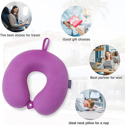 Neck Pillows for Sleeping Travel Pink Travel Pillow Comfortable U Shape Memory Foam Pillows Neck and Head Support Portable Travel Neck Pillow Suitable for Planes, Trains, Self-Driving Cars