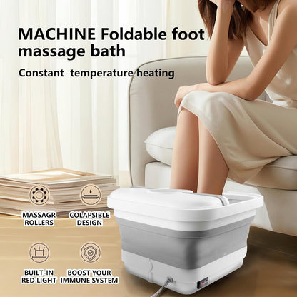 Collapasible Foot Spa Bath Massager with Heat, Pedicure Foot Spa with Bubbles/Timer/Temperature Control, Feet Soak Tub for Home, Office, Relaxation and Stress Relief, Gift for Men and Women