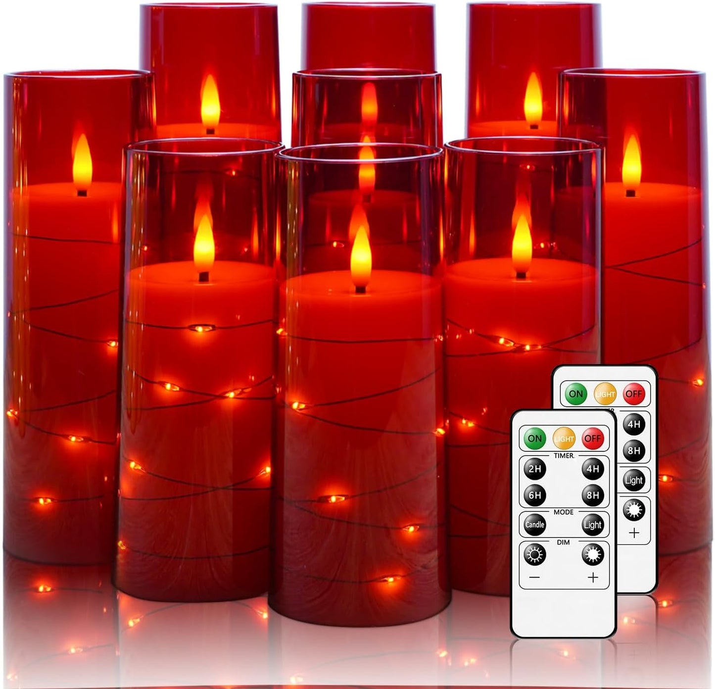 Nimiko Flickering Flameless LED Candles,Battery Operated Candles 24 Pcs with Embedded Star String,Acrylic LED Pillar Candles with Remote,Suitable for Home Decoration to Create an Atmosphere (White)
