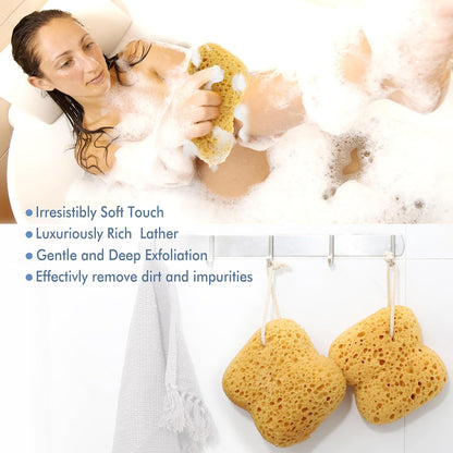 Bath Sponge, 2Pcs Large Shower Sponges for Women Men | Soft Sponge for Bathing, Exfoliating Wash Sponge Body Puff with Dense Foam for Gentle & Deep Cleanse for Sensitive Dry Skin