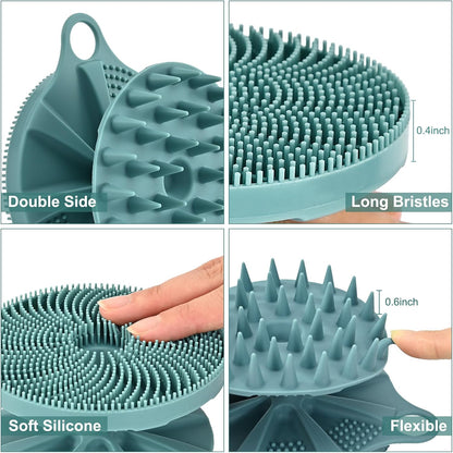 INNERNEED 2-in-1 Silicone Body Scrubber and Scalp Massager Shampoo Brush, Food-Grade Soft Material, More Hygienic, Easily Lather, Convenient for Travel, Gym, Business,etc (Pink)
