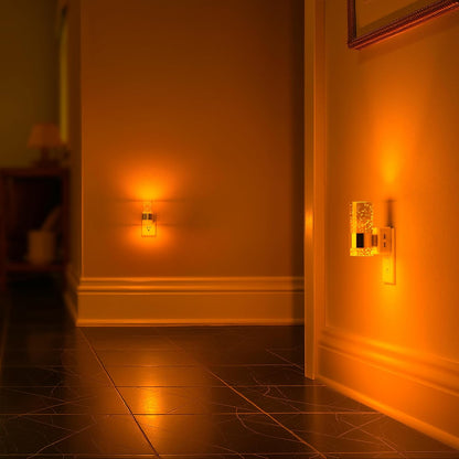 Briignite Night Lights Plug into Wall, Modern LED Night Light Plug in, Dusk to Dawn Sensor,Amber Night Light 0-100LM Adjustable Brightness, Dimmable NightLight for Hallway, Bedroom, Stairway, 2 Pack
