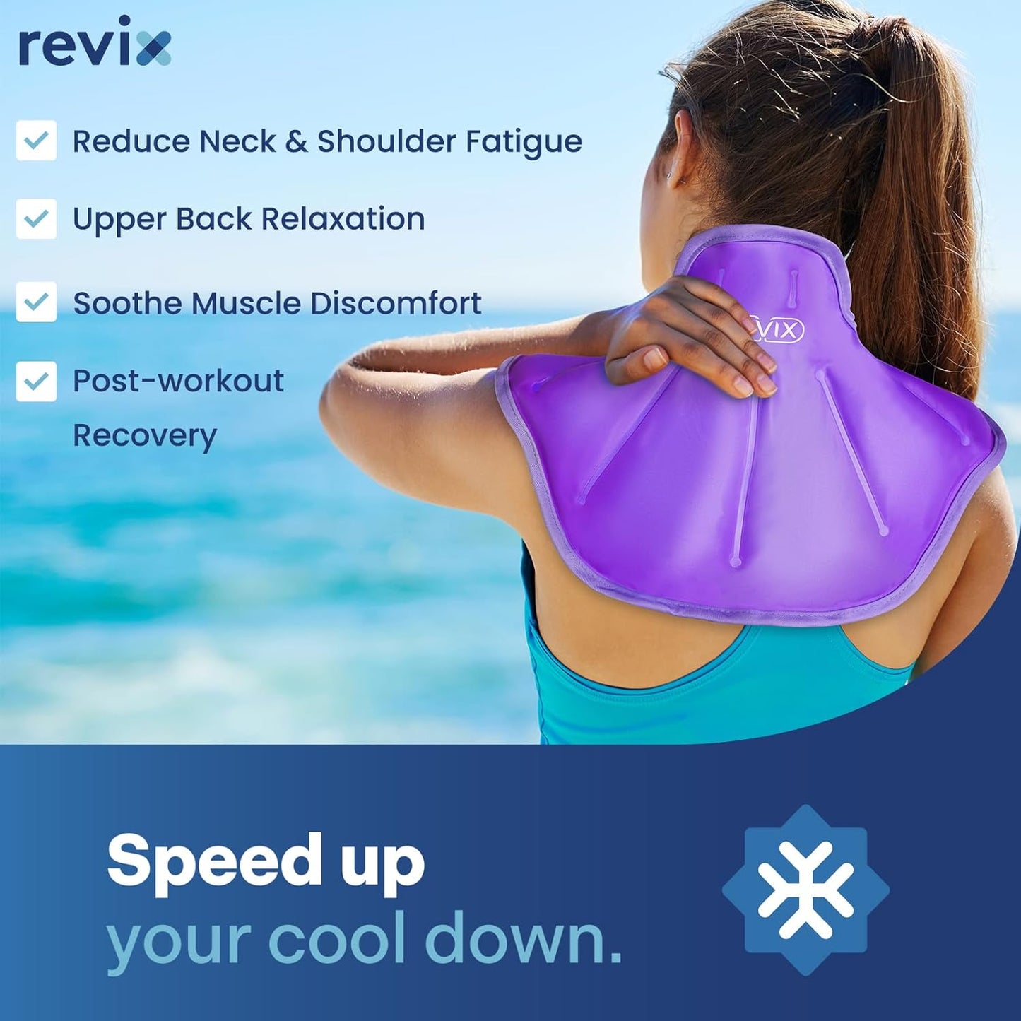 REVIX Neck Ice Pack Wrap – Reusable Hot Cold Gel Pack for Neck and Shoulder, Large Flexible Design with Soft Plush Lining, Cervical Gel Ice Wrap Ideal for Post-Workout Recovery, Fatigue & Relaxation