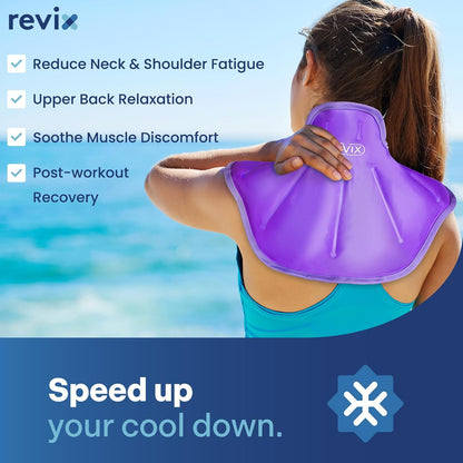 REVIX Neck Ice Pack Wrap – Reusable Hot Cold Gel Pack for Neck and Shoulder, Large Flexible Design with Soft Plush Lining, Cervical Gel Ice Wrap Ideal for Post-Workout Recovery, Fatigue & Relaxation