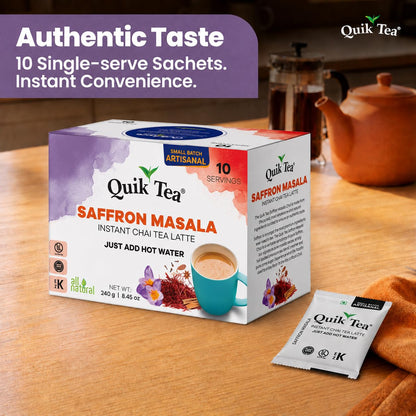 QuikTea Instant Chai Tea Latte Mix, Lemongrass, Unsweetened, 10 Sachets