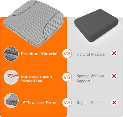 kingphenix Premium Car Seat Cushion, Memory Foam Driver Seat Cushion to Improve Driving View- Coccyx & Lower Back Pain Relief - Seat Cushion for Car, Truck, Office Chair (Leather Black)