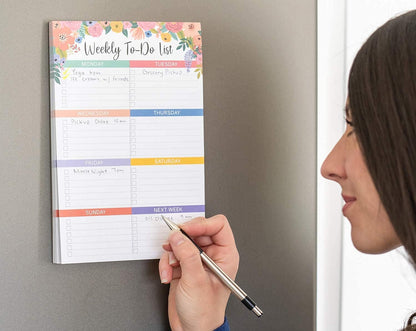 Sweetzer & Orange Floral Weekly To Do List Notepad. Magnetic Weekly Scheduler Task pad with Daily Planner Agenda Squares. 9x6” Day Scheduler 2026 - Student Journal, Work Notebook, and Checklist Notepad