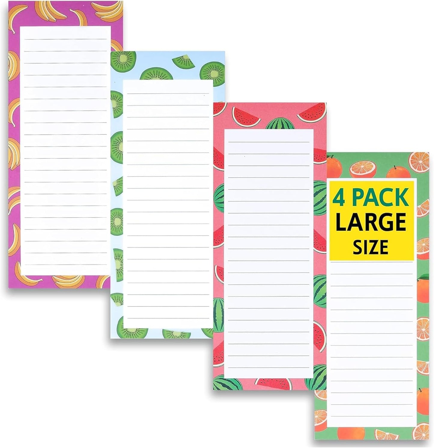 8 Magnetic Notepads – Notepads for Grocery List, Shopping List, To-Do List, Reminders -Strong Magnetic Back- Memo Notepad with Realistic Fruit Designs | 25 Sheets per Pad 7.5 x 3.5 inch (8 Pack)