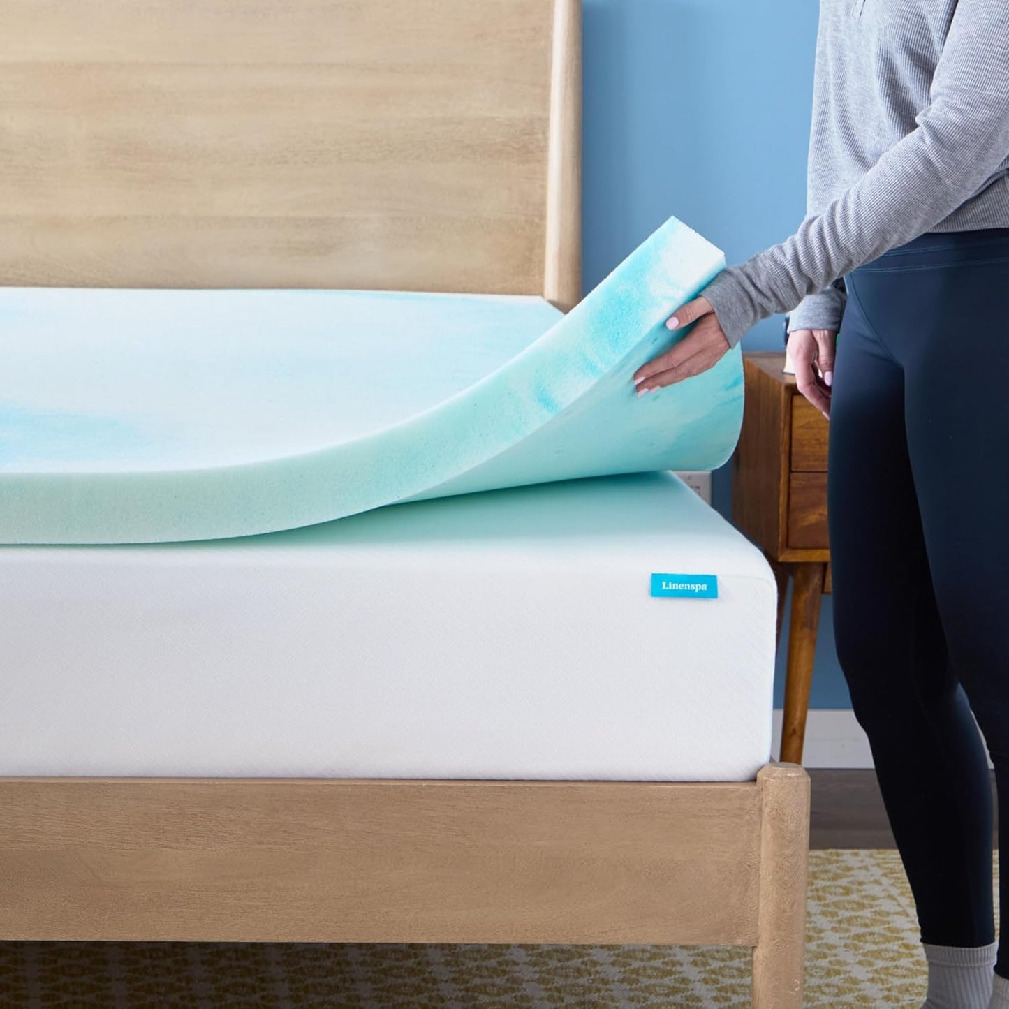 Linenspa Memory Foam Mattress Topper, Queen Size - 2 Inch Gel Infused Memory Foam - Plush Feel - Cooling and Pressure Relieving - CertiPUR Certified