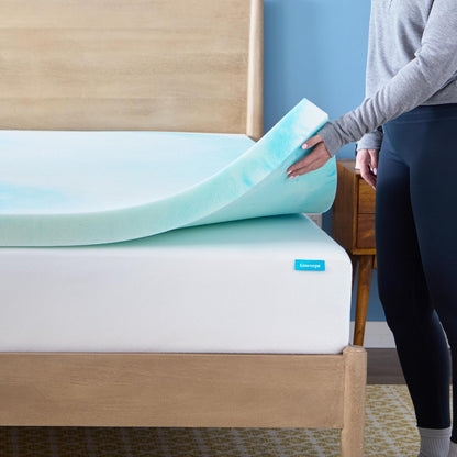 Linenspa Memory Foam Mattress Topper, Queen Size - 2 Inch Gel Infused Memory Foam - Plush Feel - Cooling and Pressure Relieving - CertiPUR Certified
