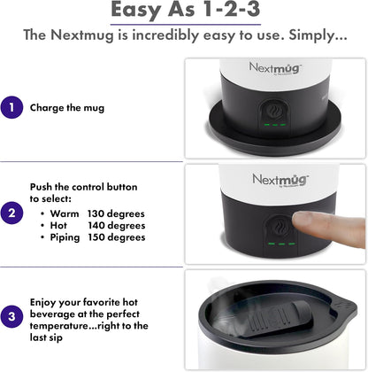 Nextmug Go - Temperature-Controlled, Self-Heating Travel Mug