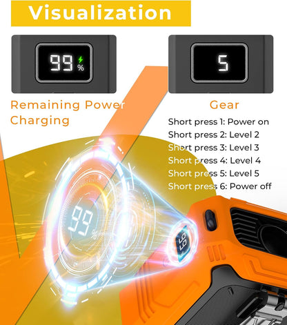 TUNISE Portable Fan with 5-Speed Settings, Dual-Sided Clip on Wearable Belt Waist Fan for 8000mAh, 2 Settings including Flashlight,Travel Essential for Outdoor Camping as Power Bank