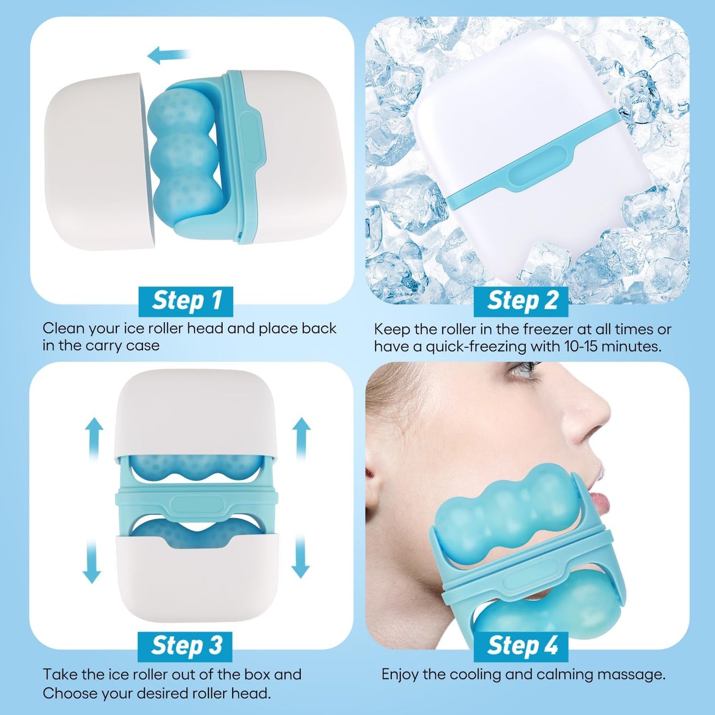 Fronnor Ice Roller for Face,Eyes,Cooling to Tighten Brighten Complexion, Soothing Skin Care Tool, Massager Under Eye Puffiness,Gift for Women