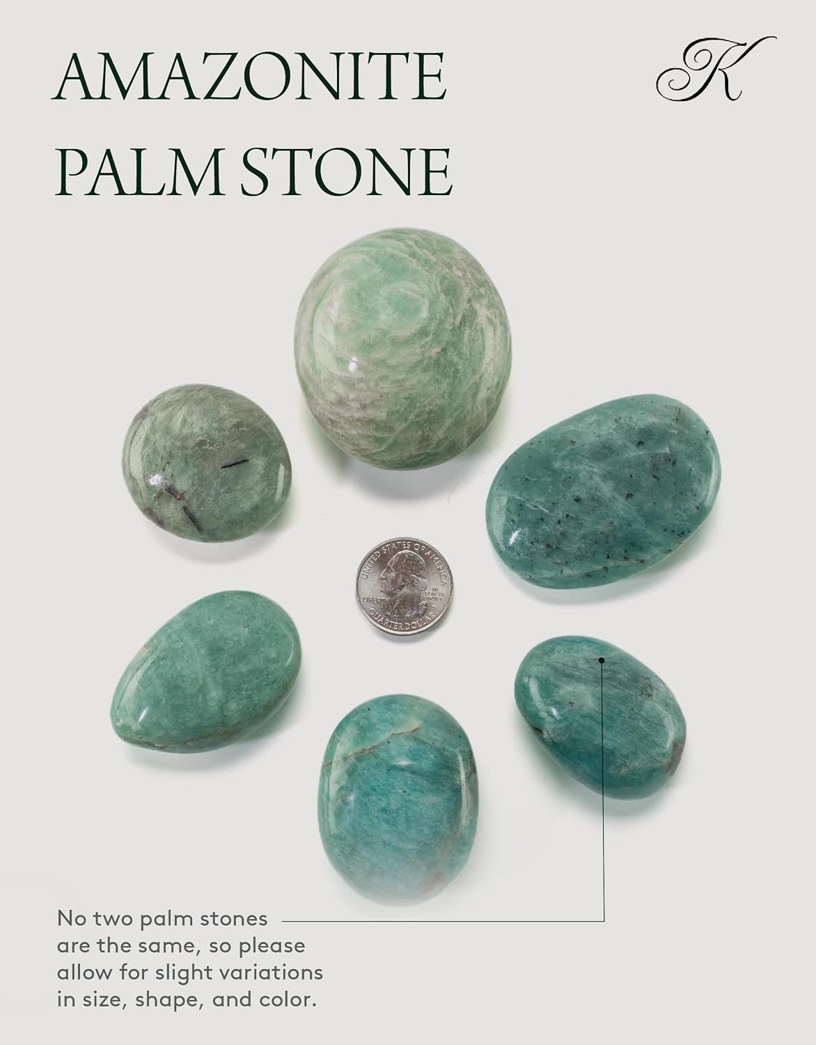 KALIFANO Palm Stone with Healing & Calming Effects - AAA+ Grade High Energy Worry Stone with Information Card - Reiki Crystal Used for Courage (Family Owned and Operated)