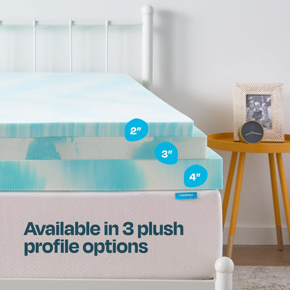 Linenspa Memory Foam Mattress Topper, Queen Size - 2 Inch Gel Infused Memory Foam - Plush Feel - Cooling and Pressure Relieving - CertiPUR Certified