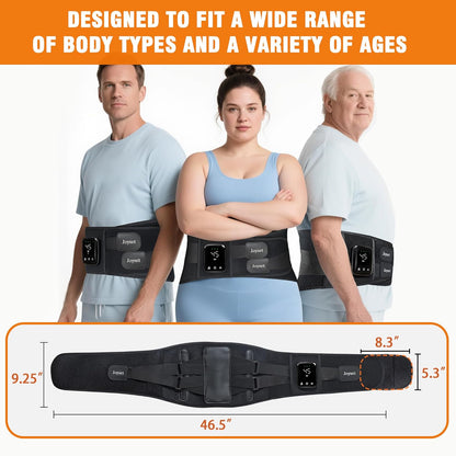 Joyset Cordless Heating Pad for Back, 5 Heat & 5 Vibration | Wearable Lower-Back Warmth with 5000mAh Battery, 47-60 in Fit, Support Stays, LED Controls,Timer Settings,Gifts for Mom Dad