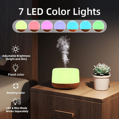 SPLITSKY Aromatherapy Essential Oil Home Diffuser with Remote Control, 300ML Large Room Cool Mist Air Humidifier, 8 Hours Quiet Operation, Timer, 7 Colors LED Night Night，Suitable Home,Yoga.