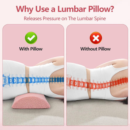 Cozyhealth - 3.15"H*23.6"L - Soft Lumbar Pillow for Sleeping, Memory Foam Back Lumbar Support Cushion for Lower Back Pain Relief Bed Waist Sleep Support Pillow for Side, Back Sleepers (White, Large)