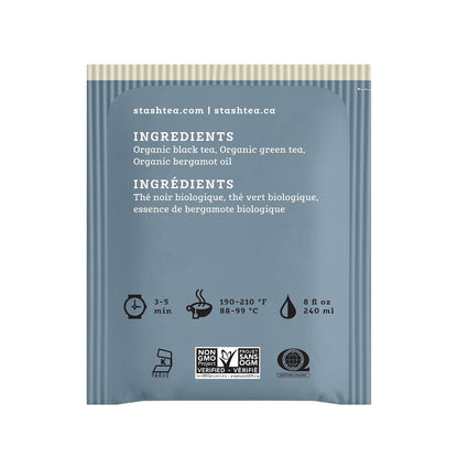 Stash Tea Organic Earl Grey Black Tea, Caffeinated, Non-GMO Project Verified, Serve Hot or Iced, 96 Tea Bags, 16 count (6 pack)