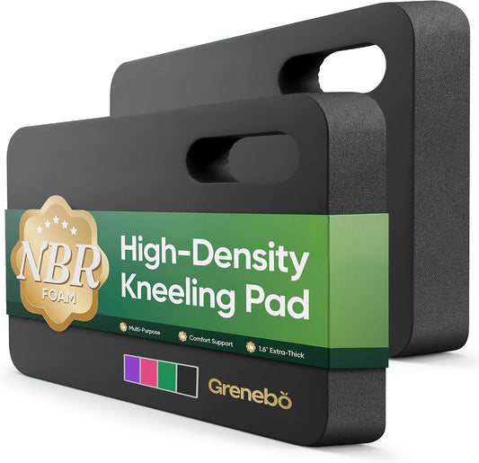Grenebo 2-Pack 1.6" Extra Thick NBR Foam Garden Kneeling Pads, Ultra Soft Cushion Kneeling Pads for Gardening, Gardening Kneeling Pad for Baby Bathing, Work, Exercise, 17.3×11×1.6 in, Black