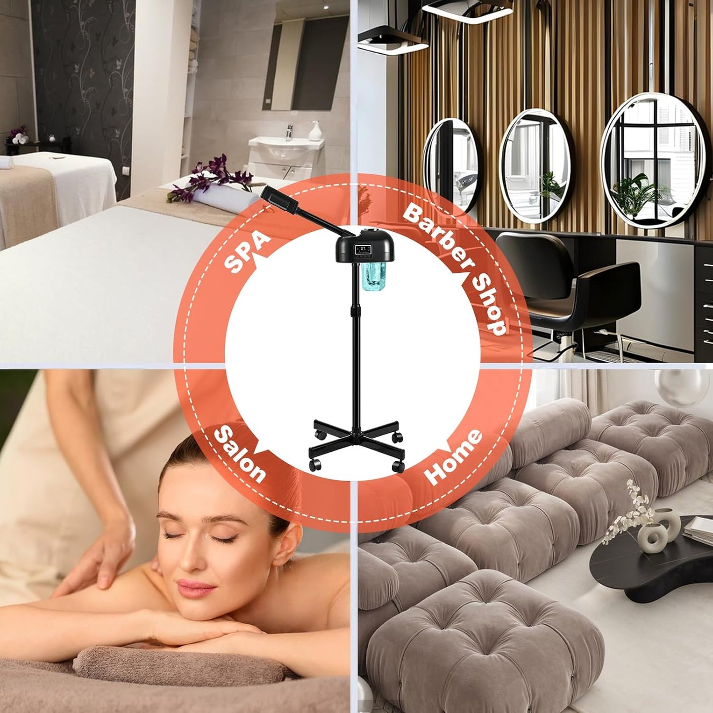 Professional Facial Steamer, Nano Ionic Hot Mist Spray, Stand Facial Steamer for Estheticians, Timer, Vaporizador Face Steamer for Deep Cleansing & Hydration, Home Salon SPA