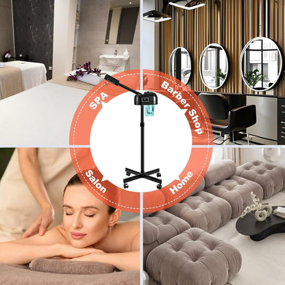 Professional Facial Steamer, Nano Ionic Hot Mist Spray, Stand Facial Steamer for Estheticians, Timer, Vaporizador Face Steamer for Deep Cleansing & Hydration, Home Salon SPA